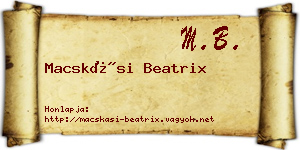 Macskási Beatrix névjegykártya